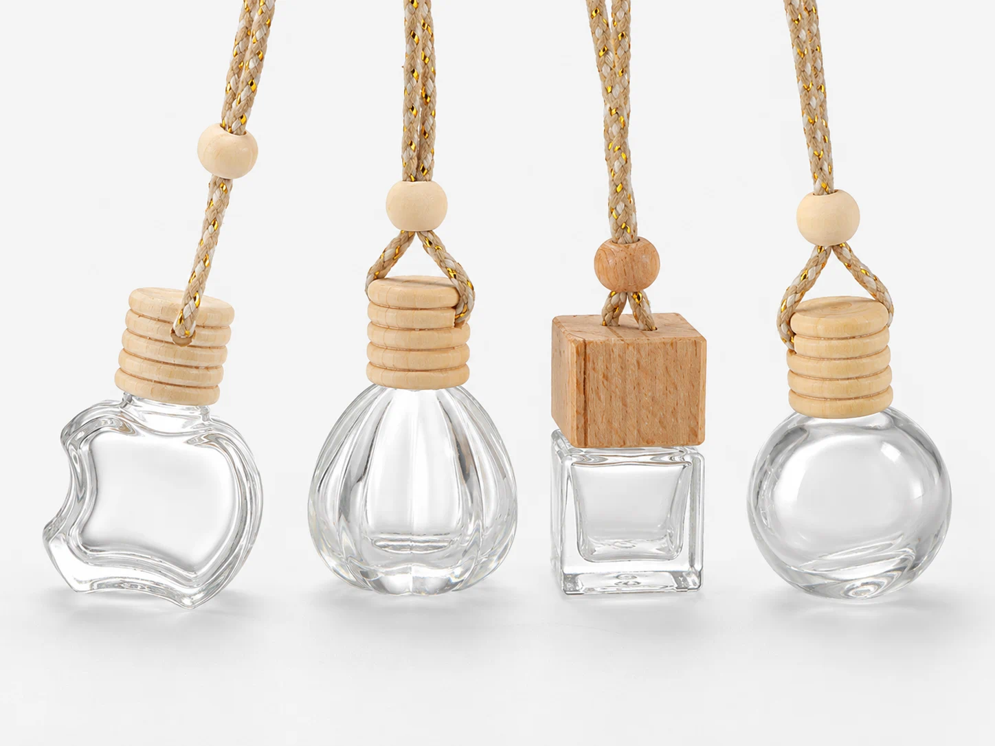 Custom hanging glass car air freshener bottle shapes for OEM product development