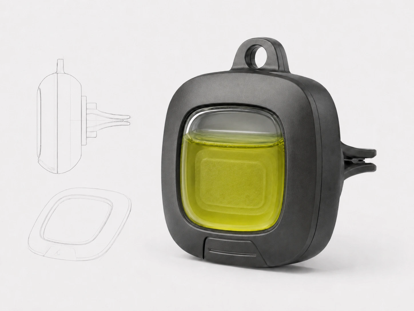 Concept visual showing new mold and housing development for a membrane air freshener
