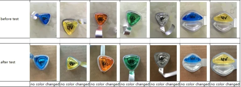 Car air freshener UV stability test comparison before and after 24 hours