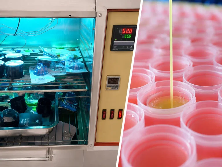 Gel air freshener temperature testing and gel filling process
