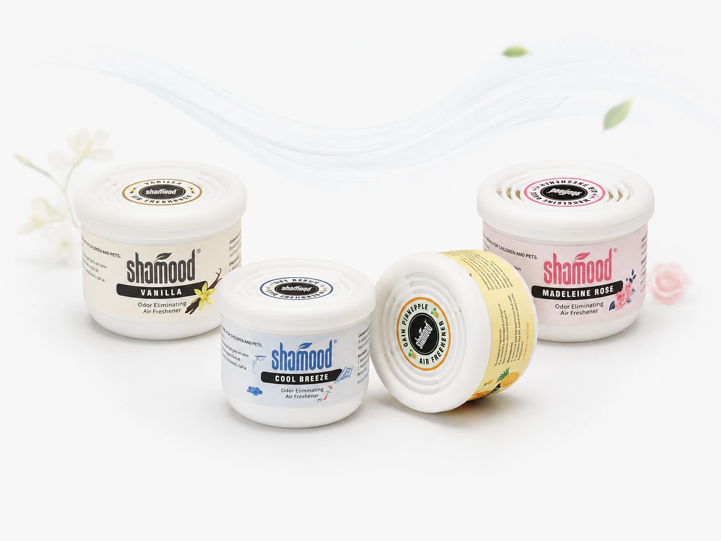 Odor-control gel air freshener in a round container