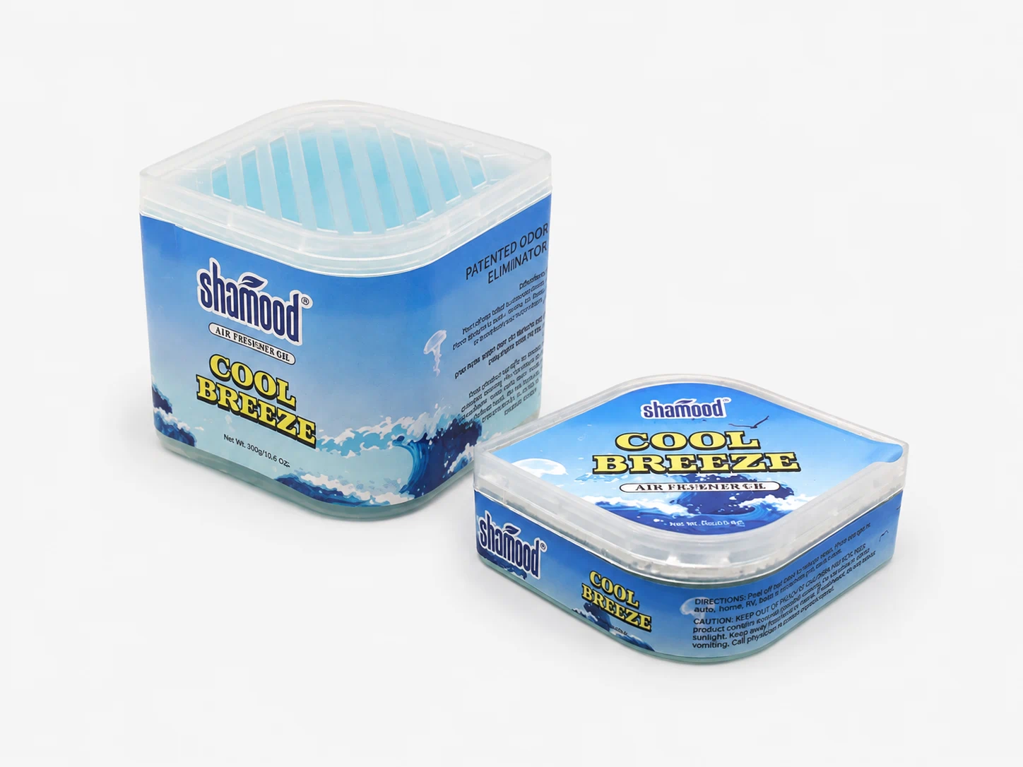 Square gel air freshener available in different capacities